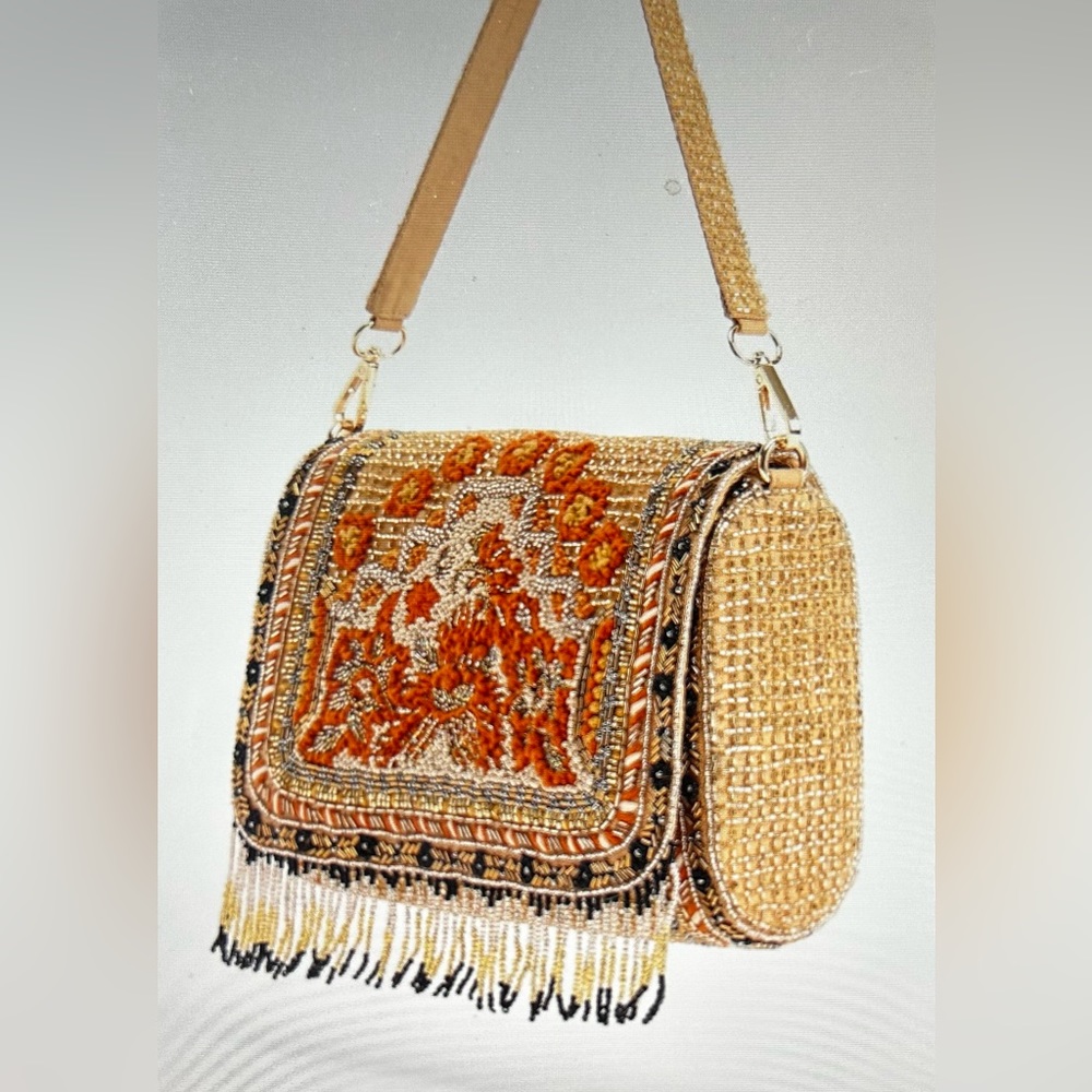 Gold Flame Embellished Shoulder Bag - Picture 3 of 11